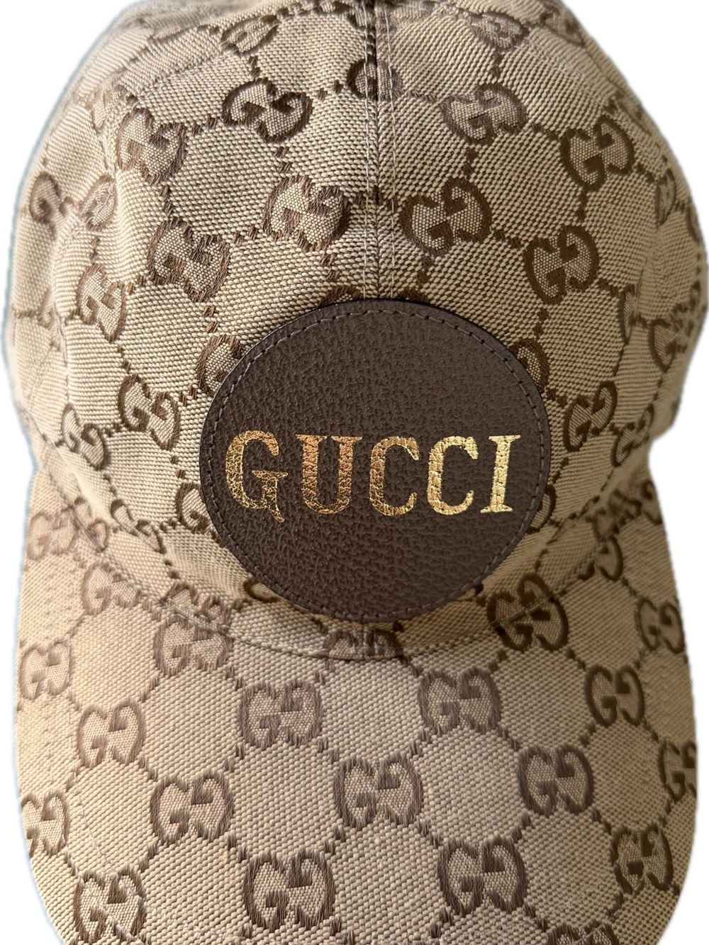 Gucci Beige Monogram Logo Baseball Cap